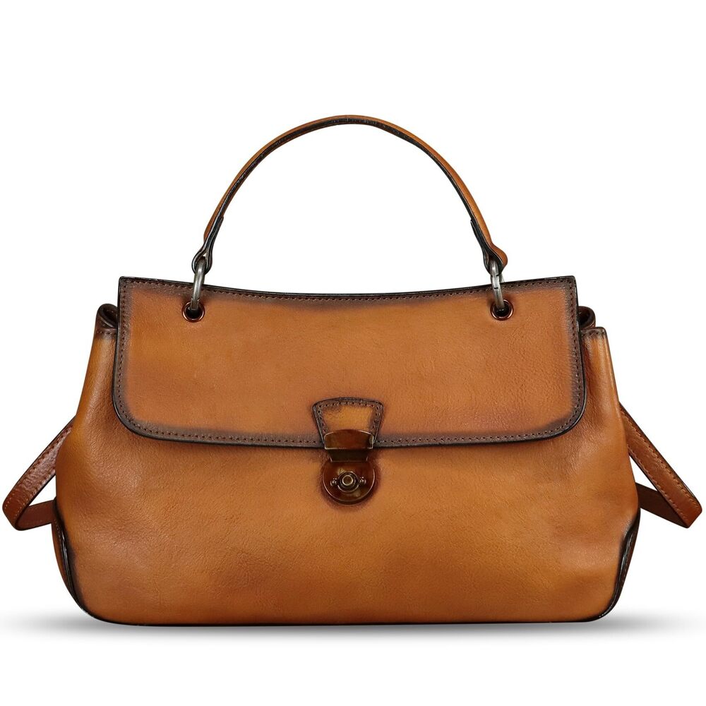 5661 Leather Satchel Vintage Leather Handbag Top Handle Bags Handmade Retro